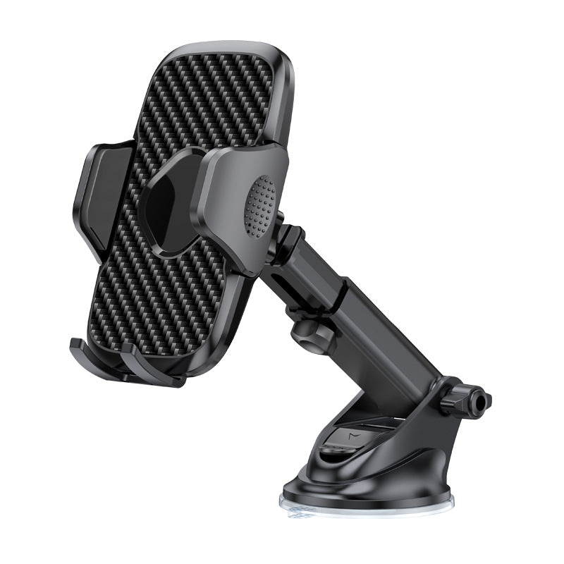 Car Phone Holder with Suction Cup Base and Carbon Fiber Pattern