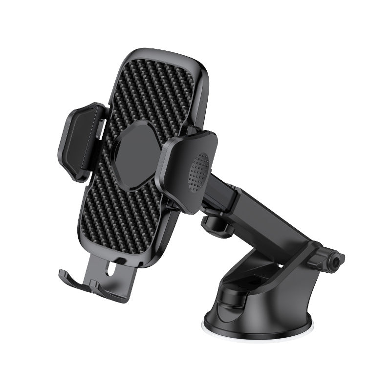 Car Phone Holder with Suction Cup Base and Carbon Fiber Pattern