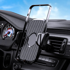 Car Phone Holder with Suction Cup Base and Carbon Fiber Pattern