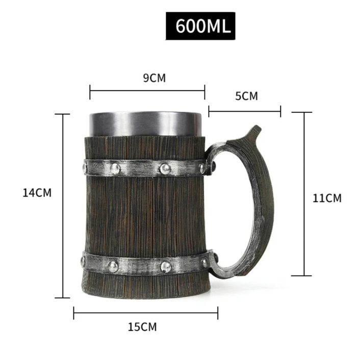 3D Viking-Style Wooden Mug