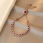 Crimson Charm Rose Gold Adjustable Bracelet