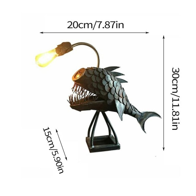 Creative Iron Angler Fish Desk Lamp